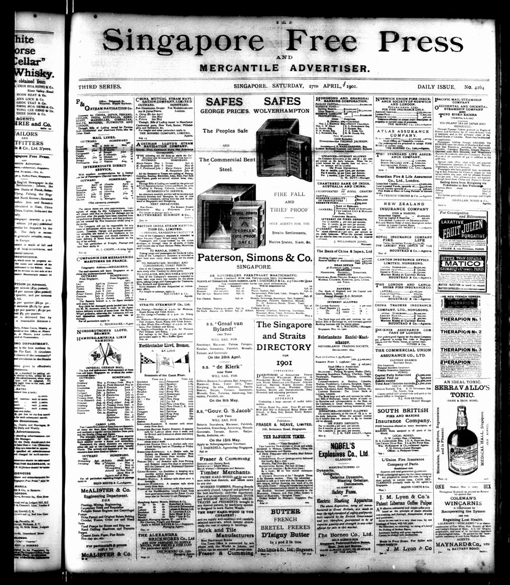 Miniature of Singapore Free Press and Mercantile Advertiser 27 April 1901