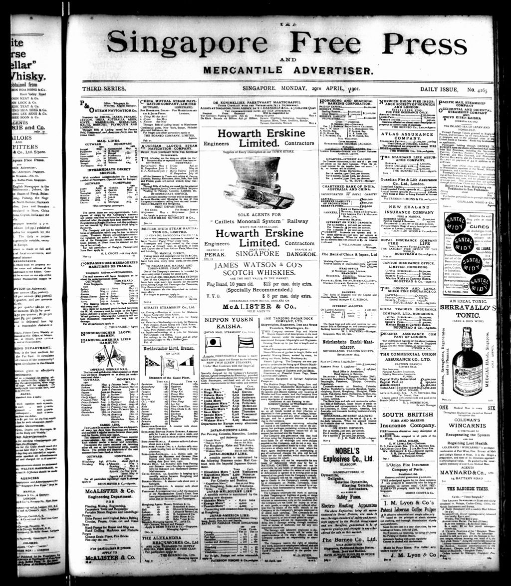 Miniature of Singapore Free Press and Mercantile Advertiser 29 April 1901