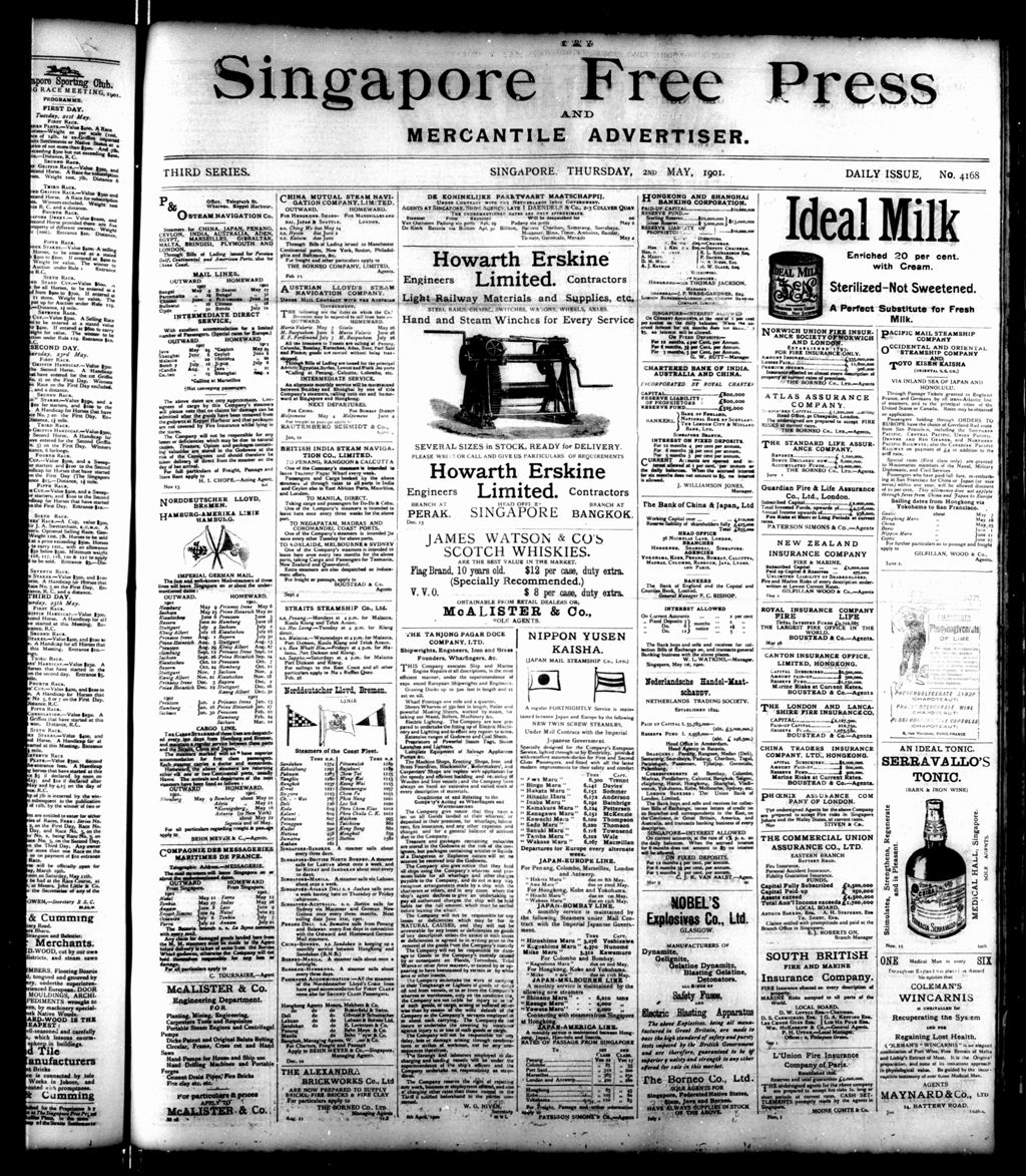 Miniature of Singapore Free Press and Mercantile Advertiser 02 May 1901