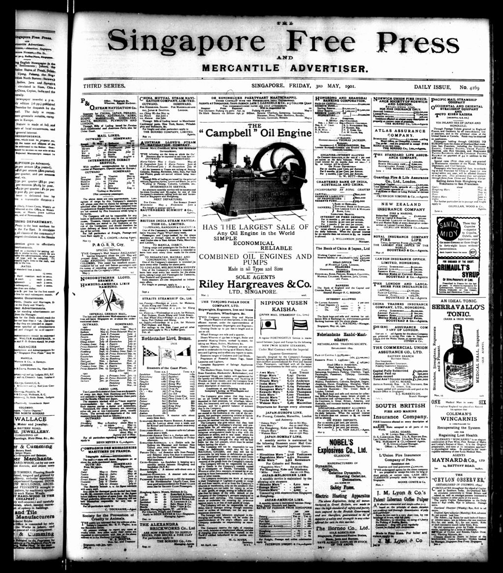 Miniature of Singapore Free Press and Mercantile Advertiser 03 May 1901