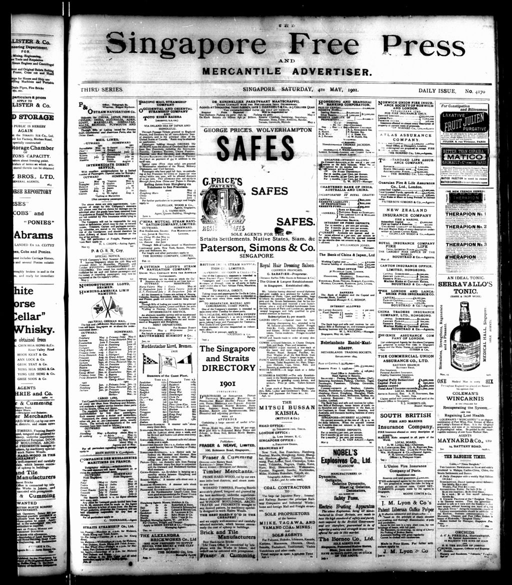 Miniature of Singapore Free Press and Mercantile Advertiser 04 May 1901