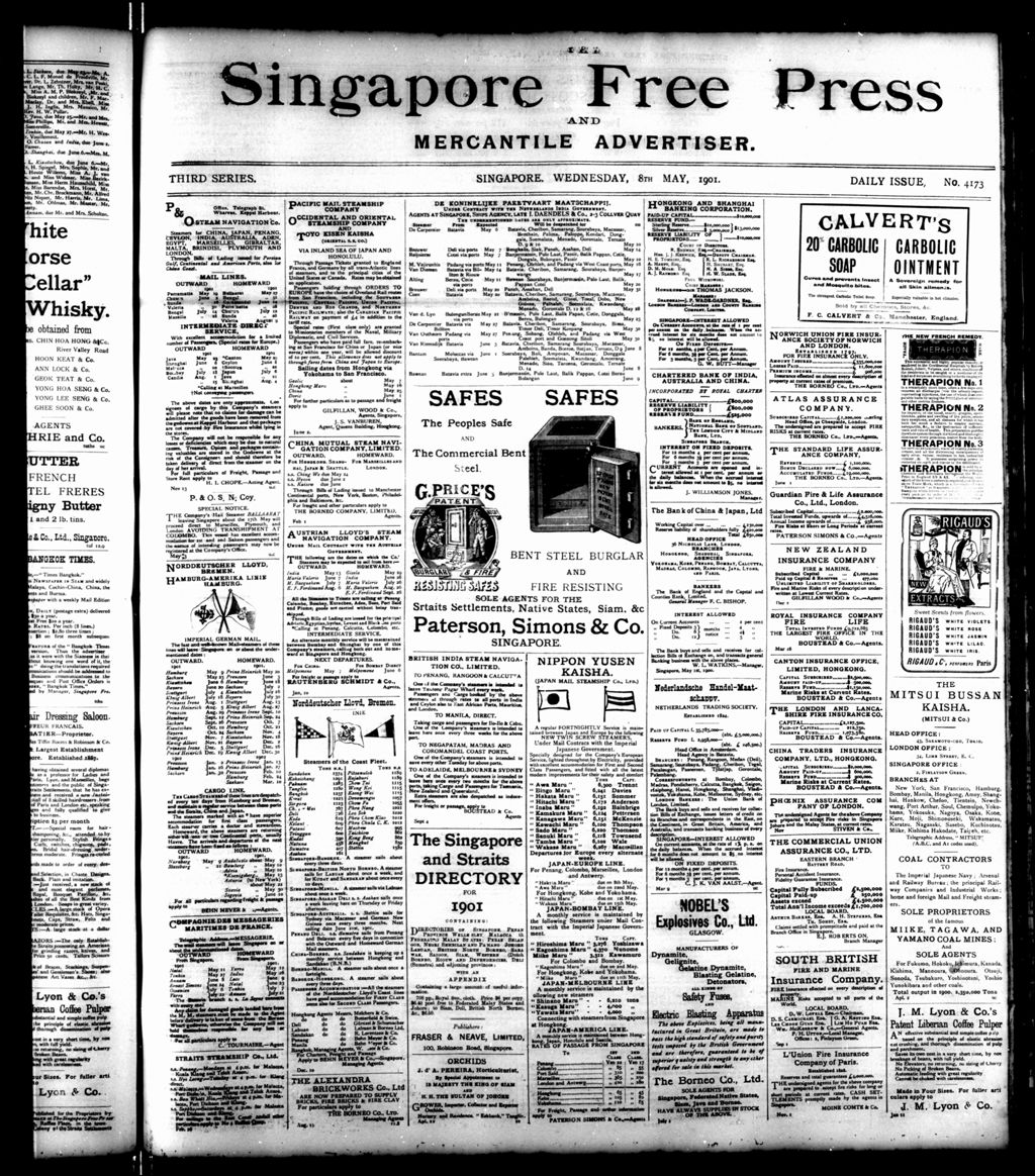 Miniature of Singapore Free Press and Mercantile Advertiser 08 May 1901