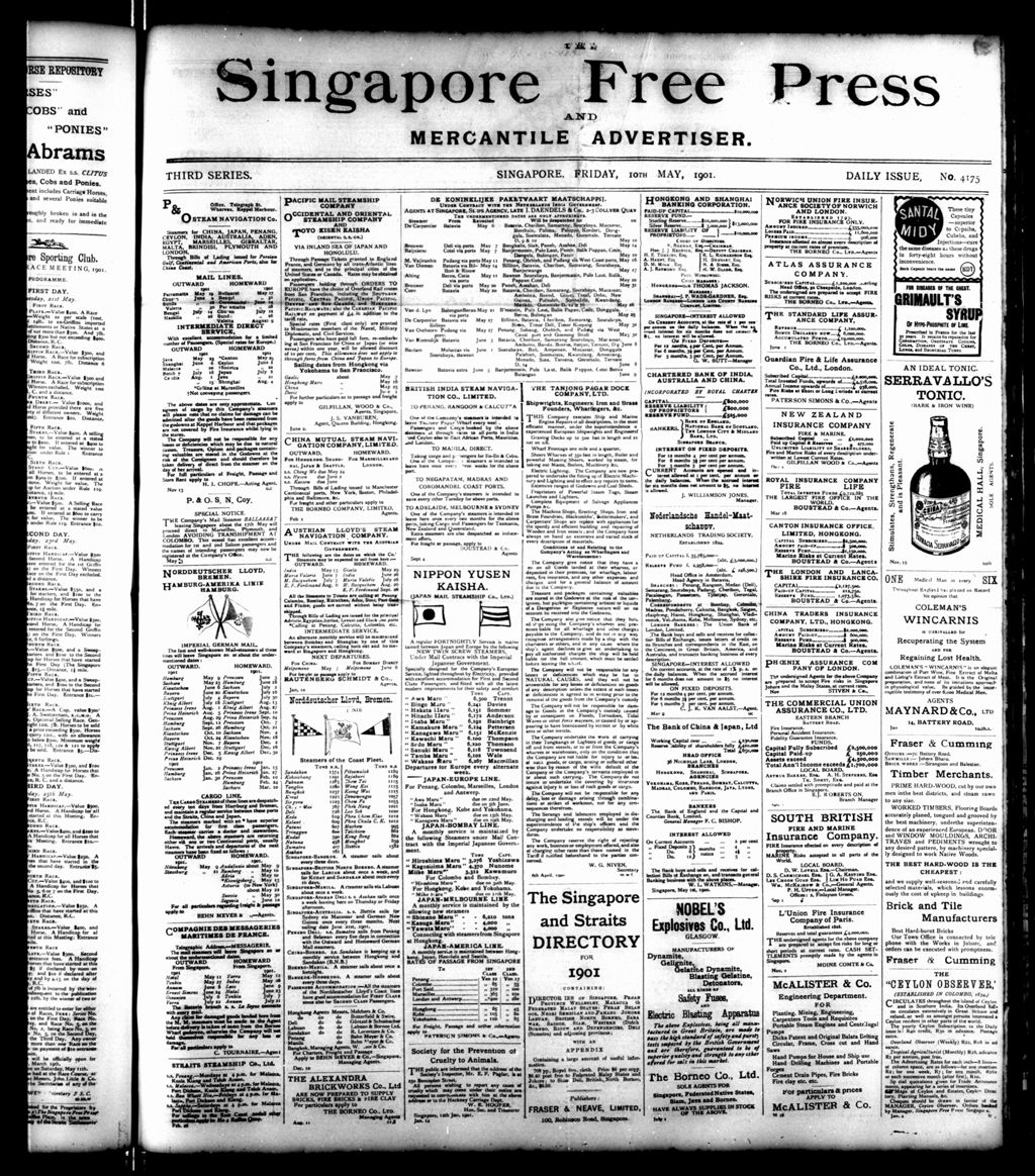 Miniature of Singapore Free Press and Mercantile Advertiser 10 May 1901