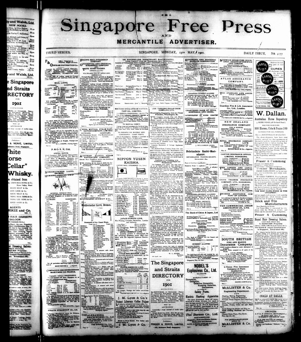 Miniature of Singapore Free Press and Mercantile Advertiser 13 May 1901