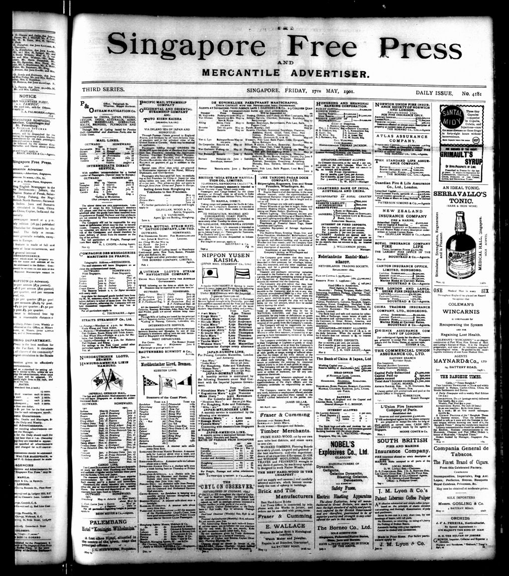 Miniature of Singapore Free Press and Mercantile Advertiser 17 May 1901