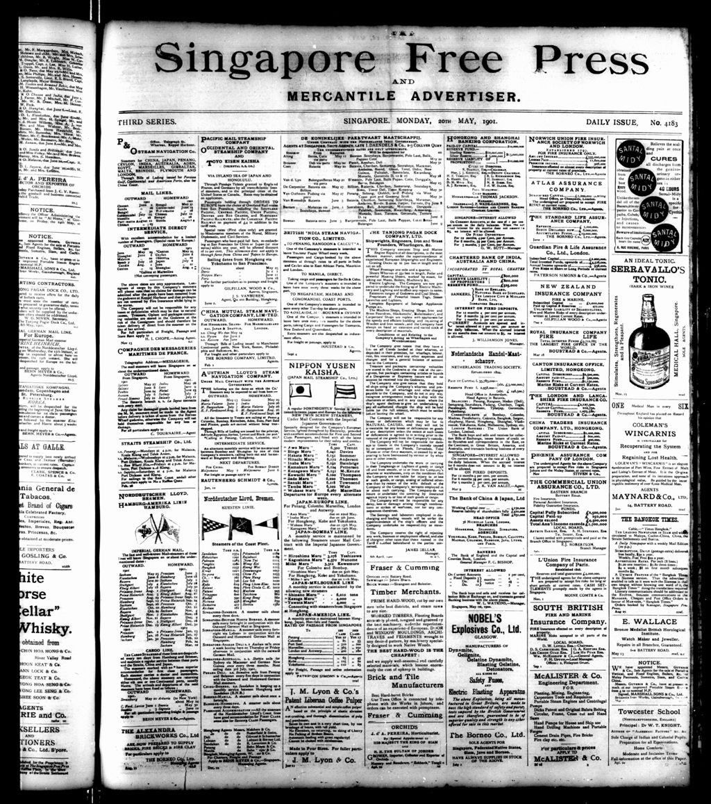 Miniature of Singapore Free Press and Mercantile Advertiser 20 May 1901