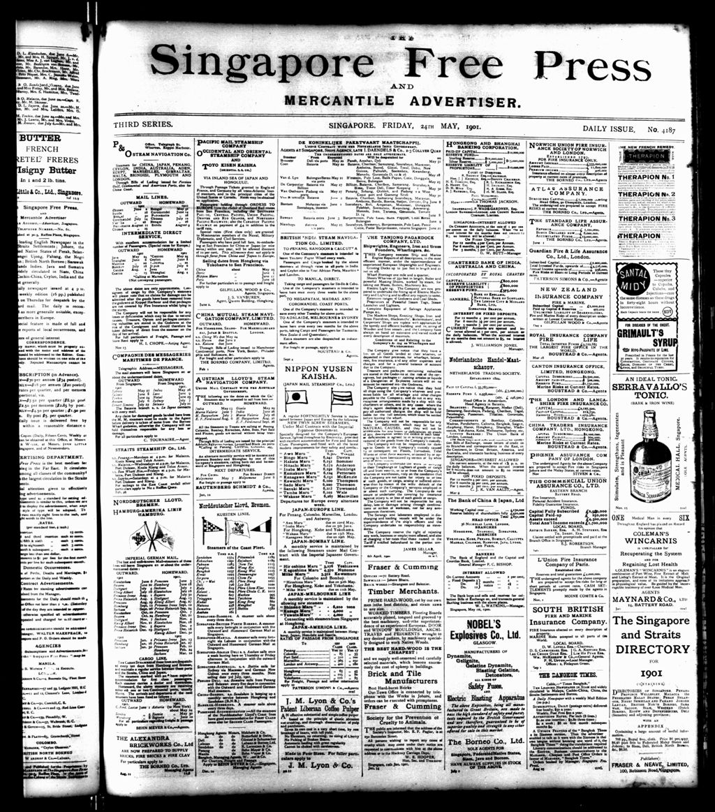 Miniature of Singapore Free Press and Mercantile Advertiser 24 May 1901