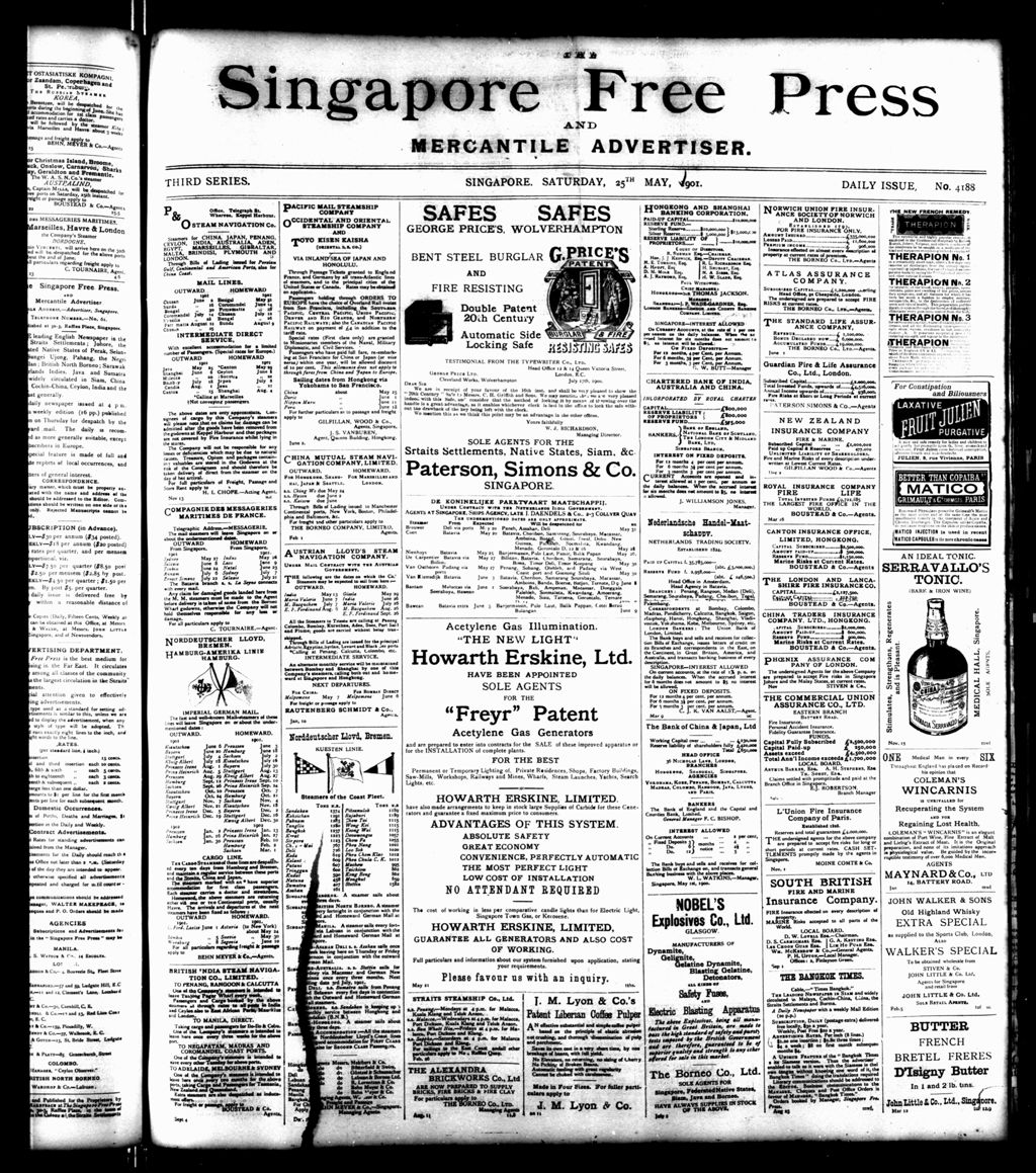 Miniature of Singapore Free Press and Mercantile Advertiser 25 May 1901