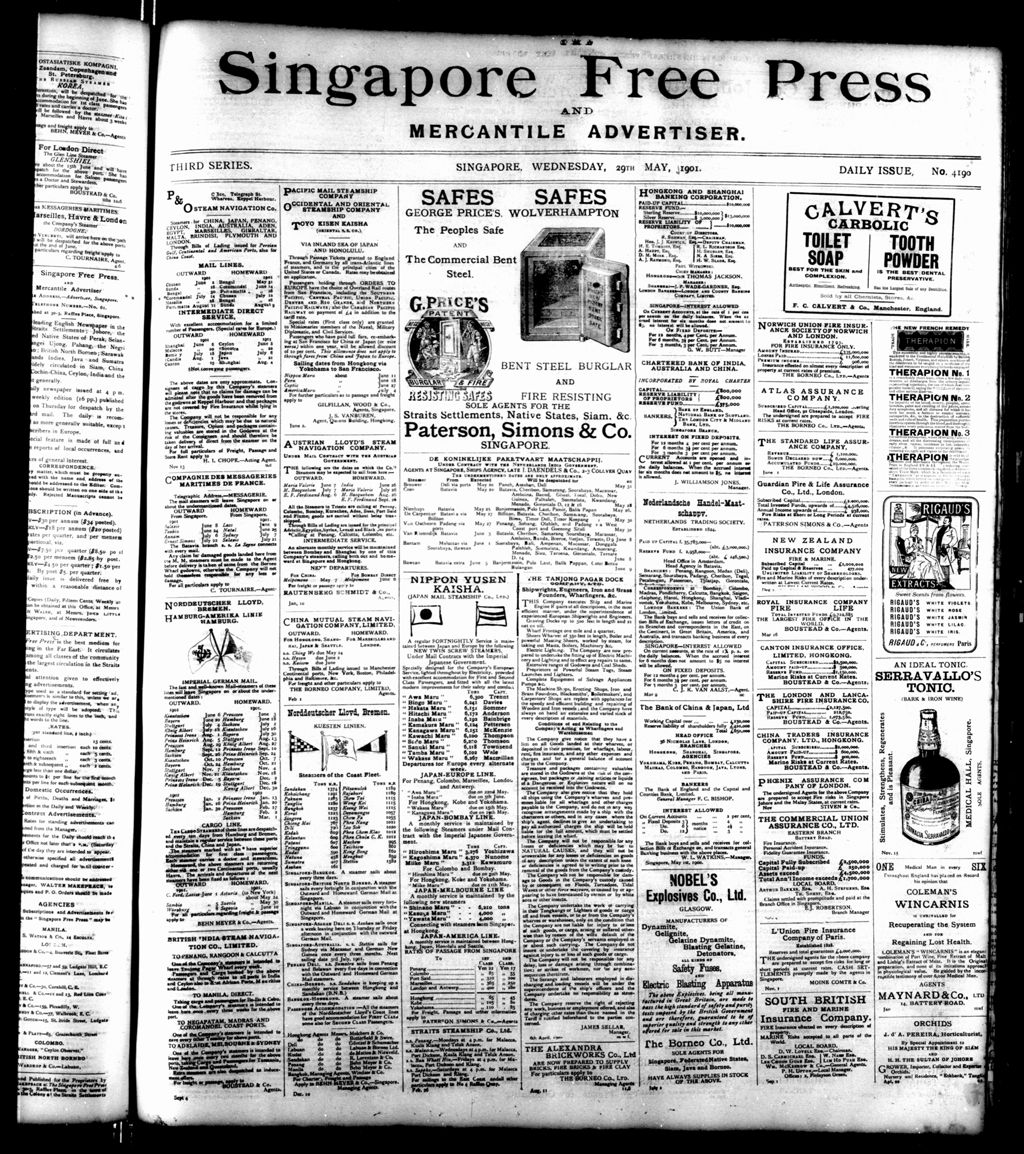 Miniature of Singapore Free Press and Mercantile Advertiser 29 May 1901