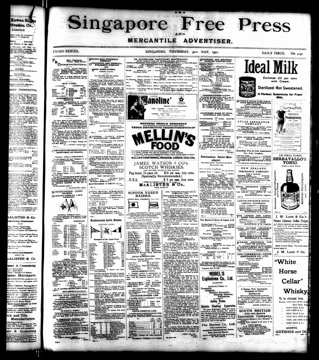 Miniature of Singapore Free Press and Mercantile Advertiser 30 May 1901