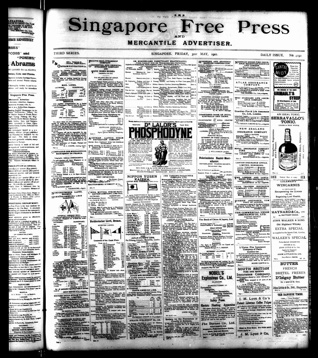 Miniature of Singapore Free Press and Mercantile Advertiser 31 May 1901