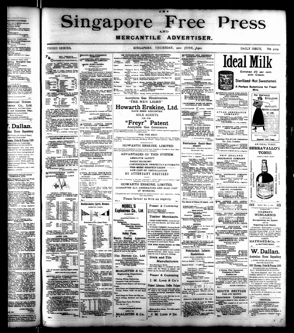 Miniature of Singapore Free Press and Mercantile Advertiser 20 June 1901