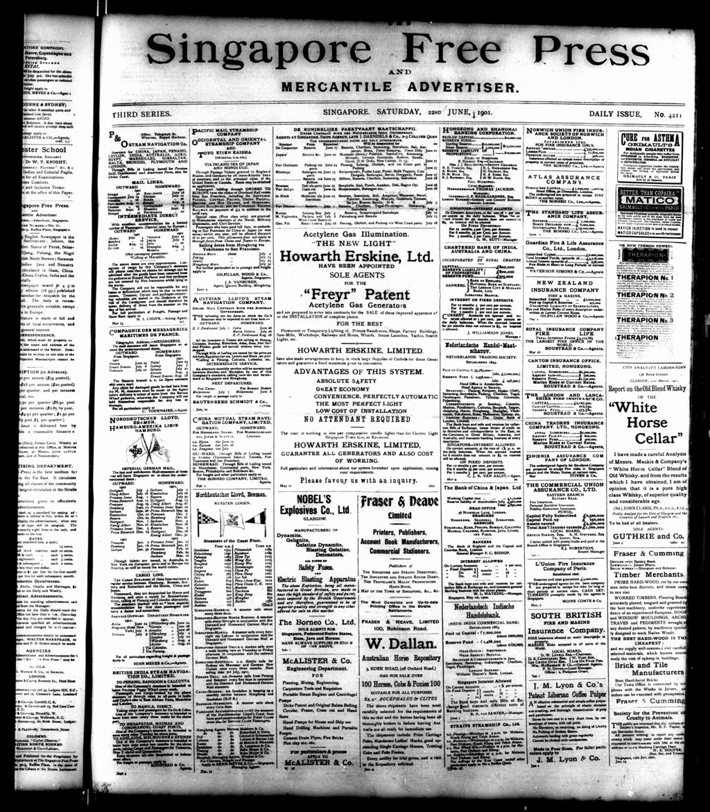 Miniature of Singapore Free Press and Mercantile Advertiser 22 June 1901