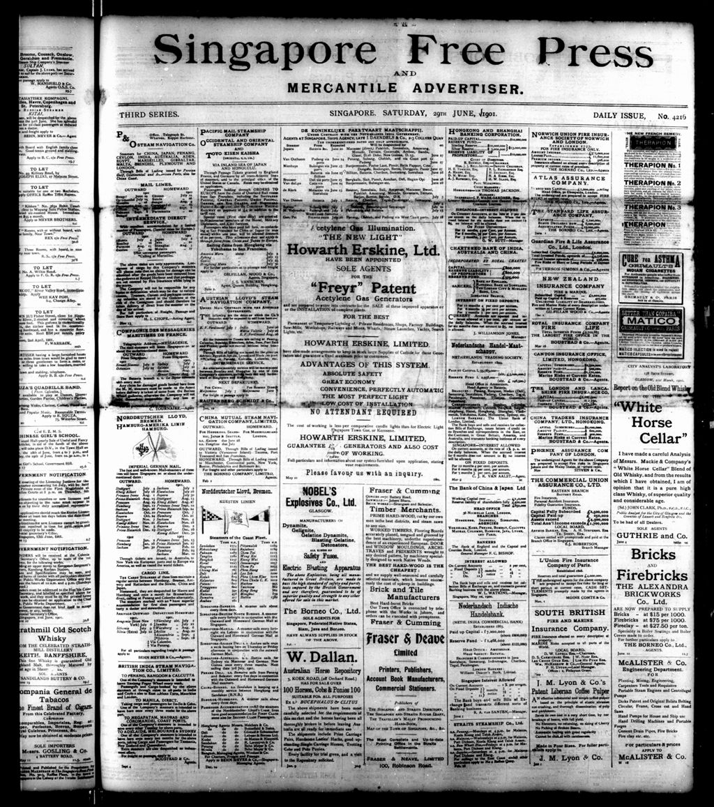 Miniature of Singapore Free Press and Mercantile Advertiser 29 June 1901