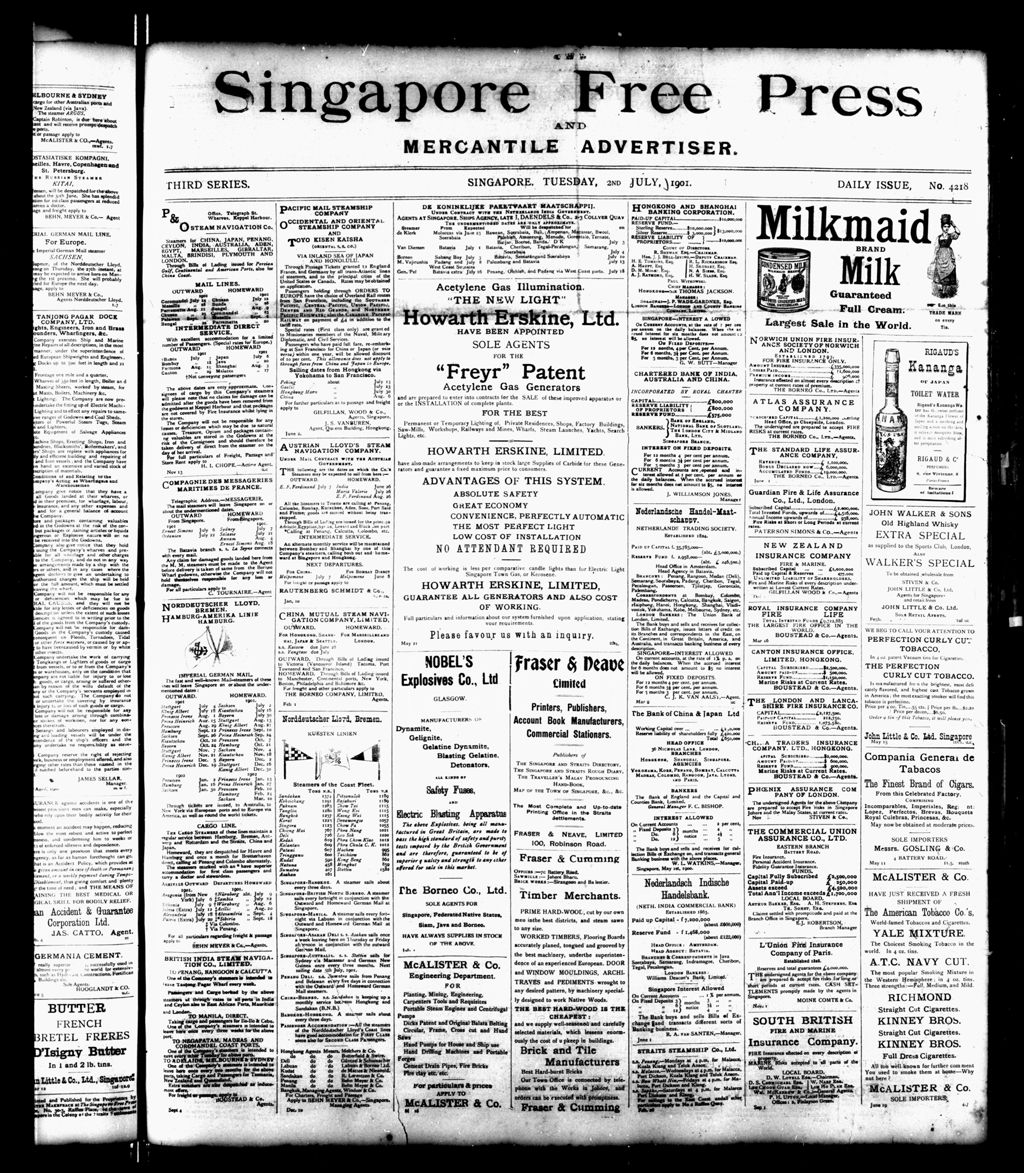 Miniature of Singapore Free Press and Mercantile Advertiser 02 July 1901