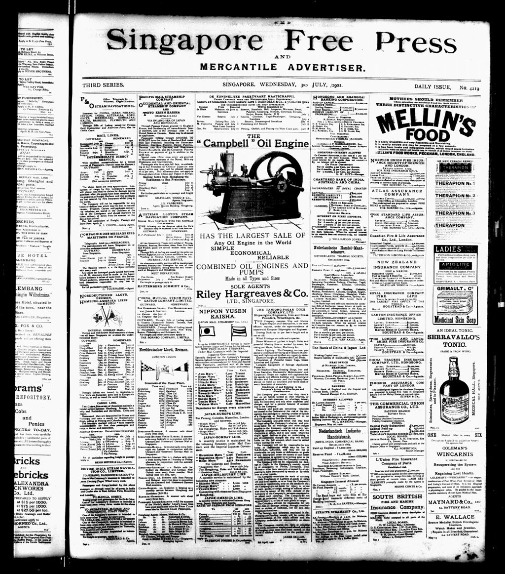 Miniature of Singapore Free Press and Mercantile Advertiser 03 July 1901