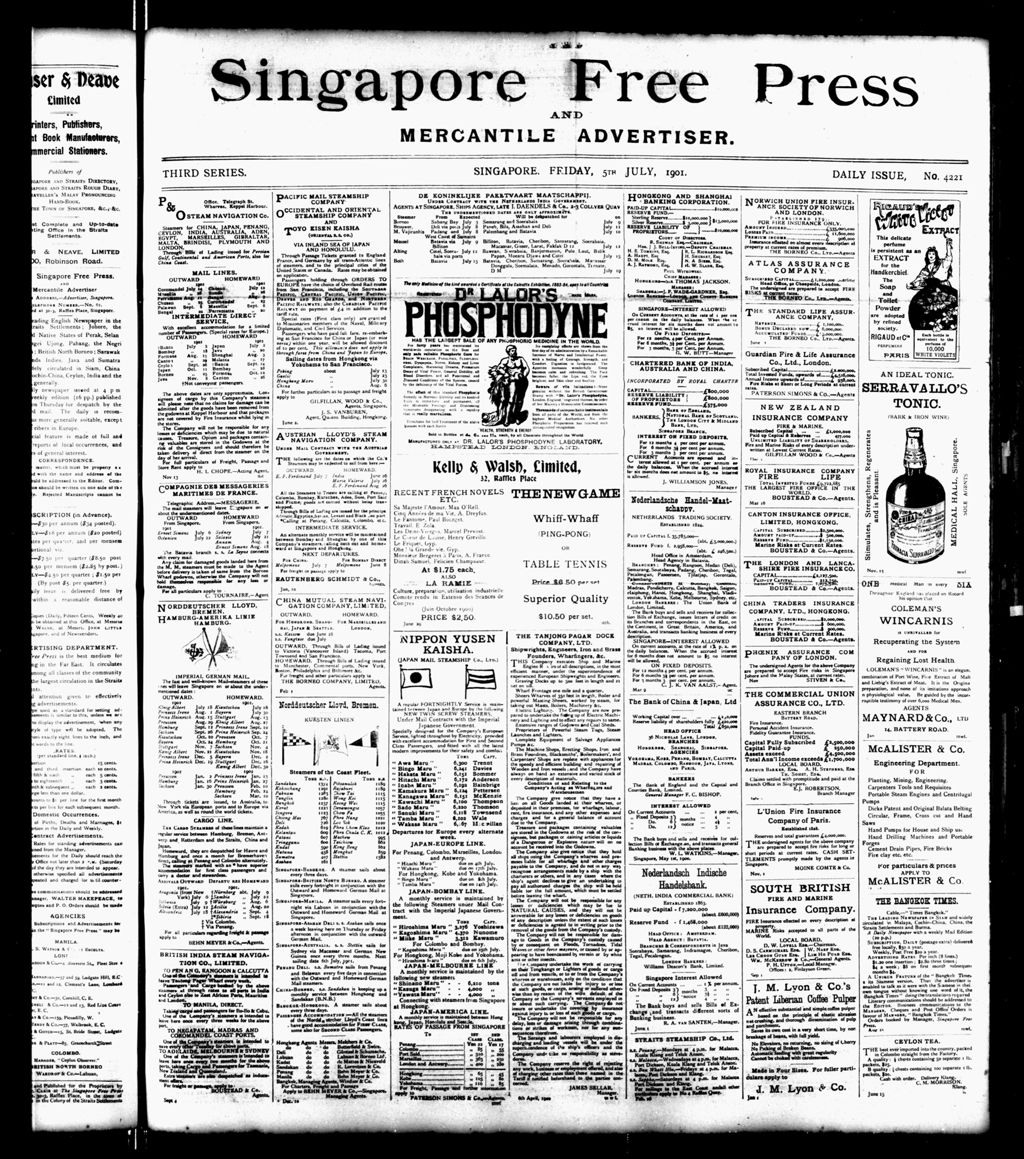 Miniature of Singapore Free Press and Mercantile Advertiser 05 July 1901