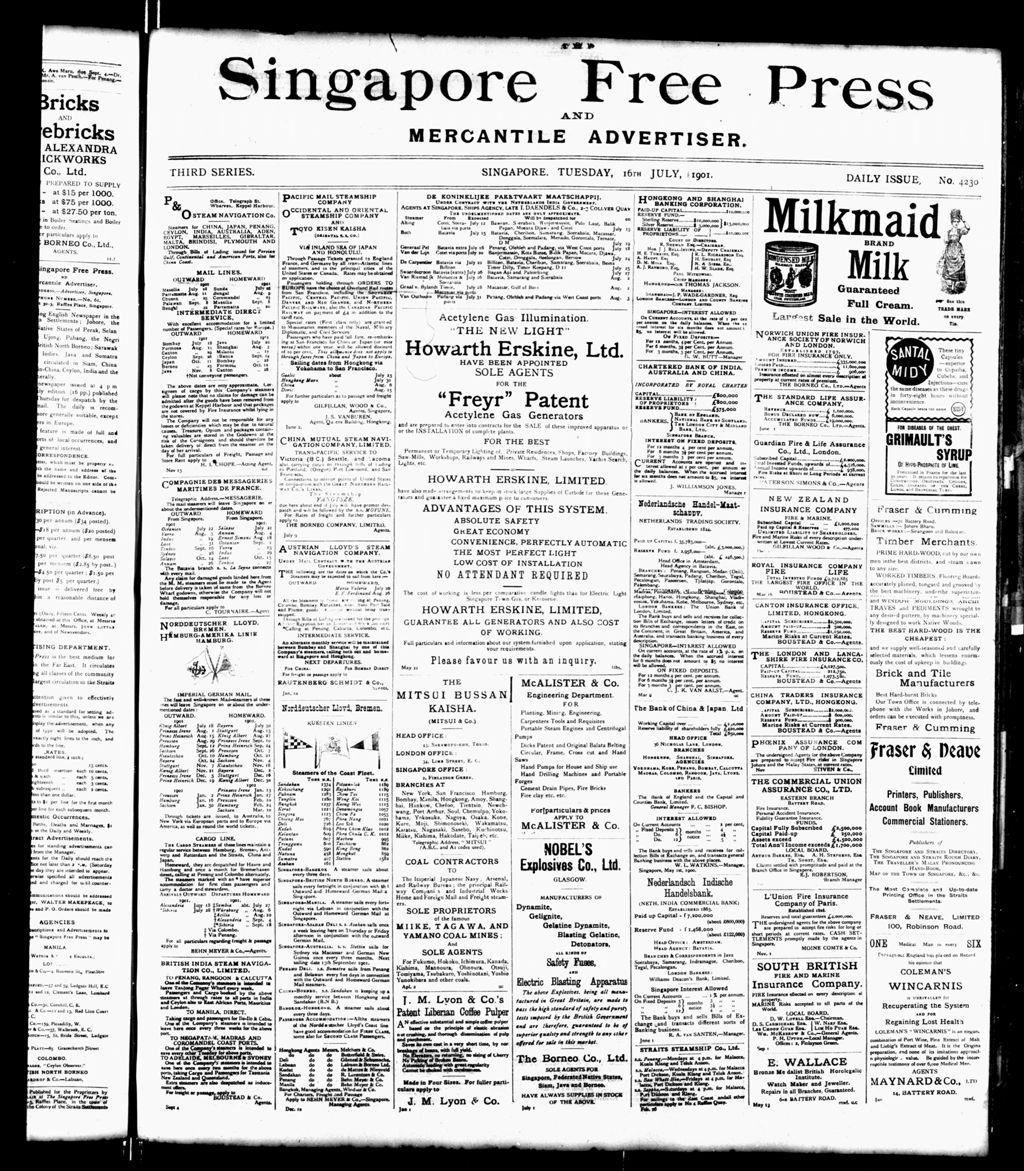 Miniature of Singapore Free Press and Mercantile Advertiser 16 July 1901