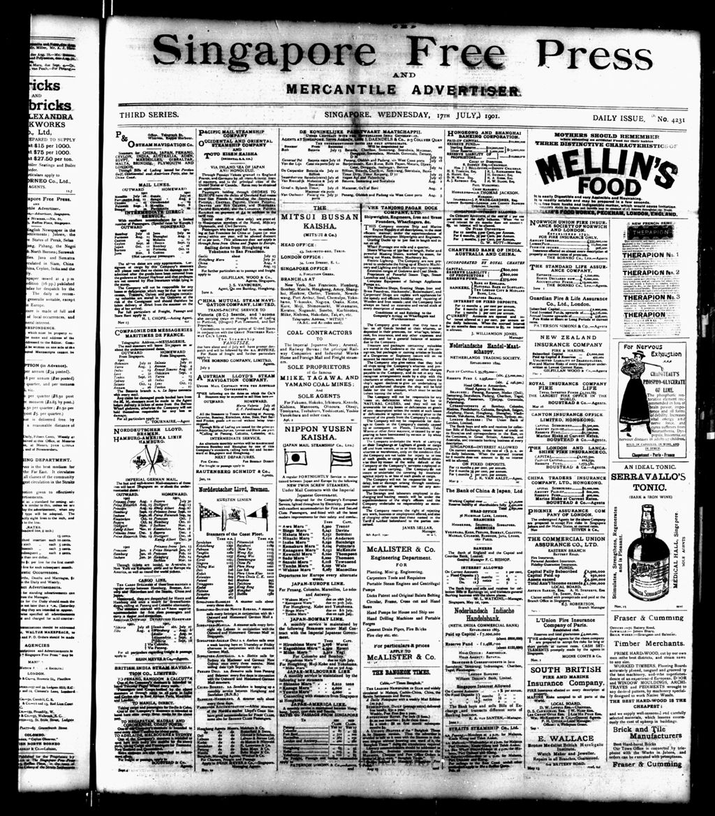 Miniature of Singapore Free Press and Mercantile Advertiser 17 July 1901