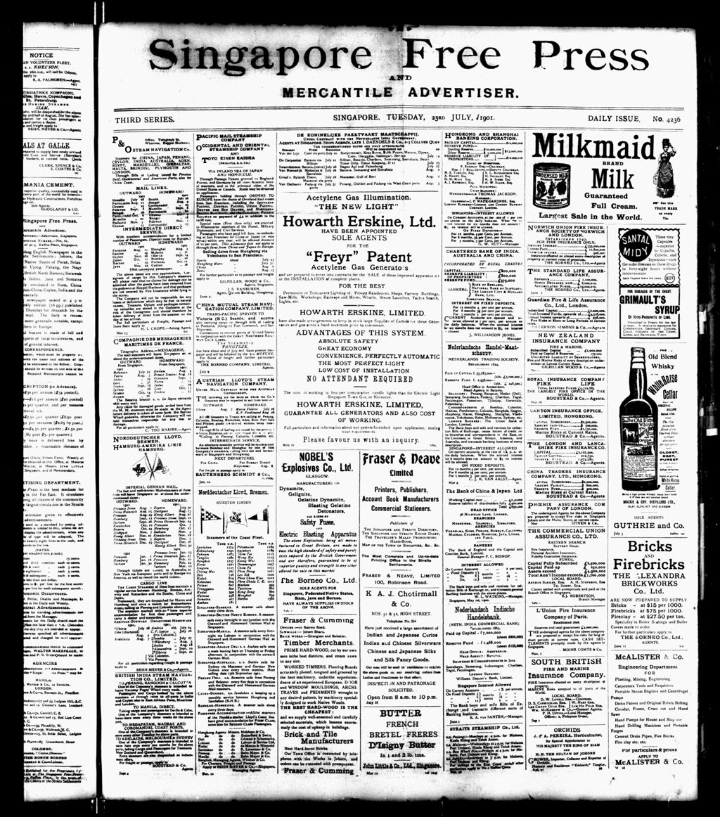 Miniature of Singapore Free Press and Mercantile Advertiser 23 July 1901