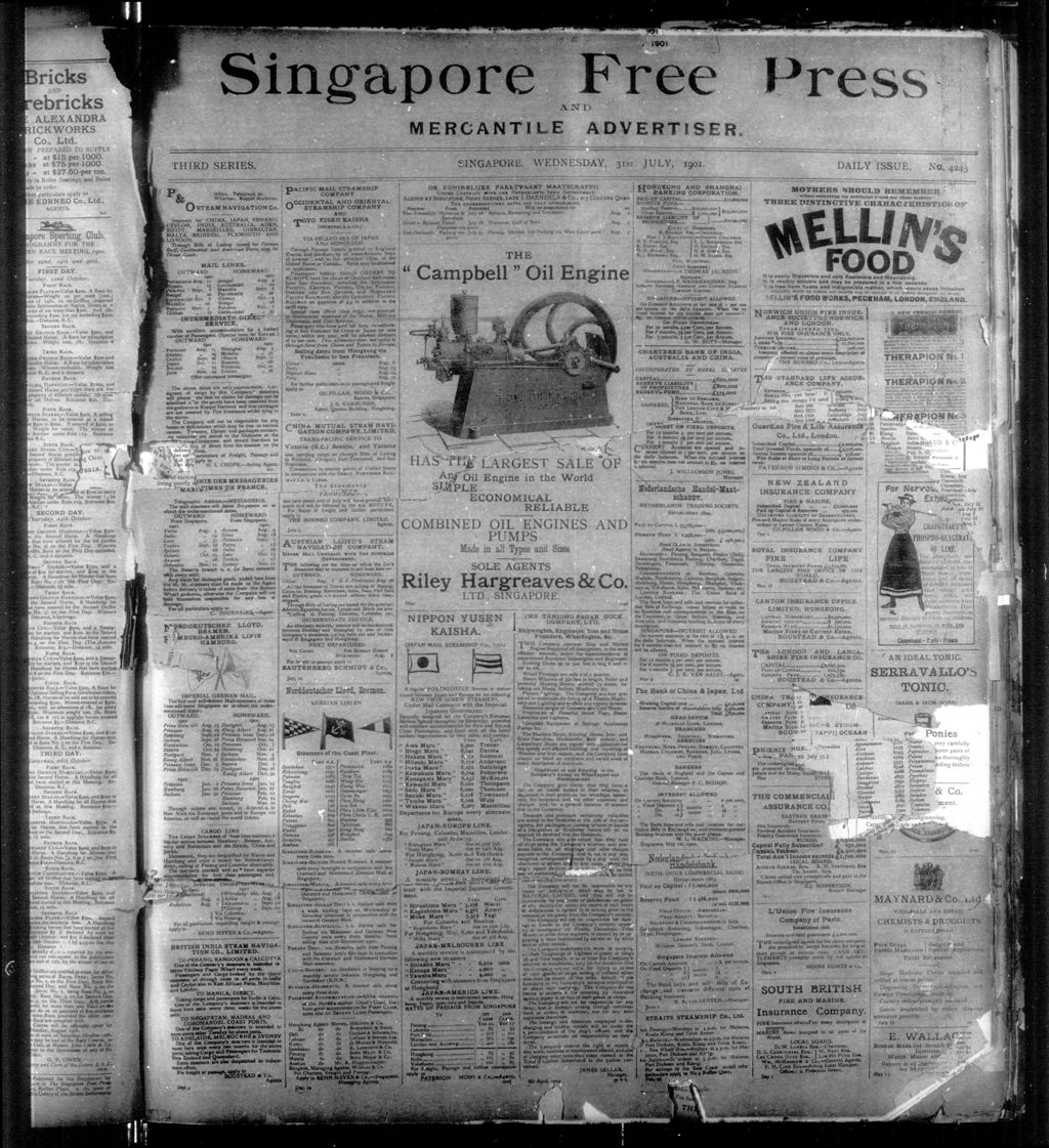 Miniature of Singapore Free Press and Mercantile Advertiser 31 July 1901