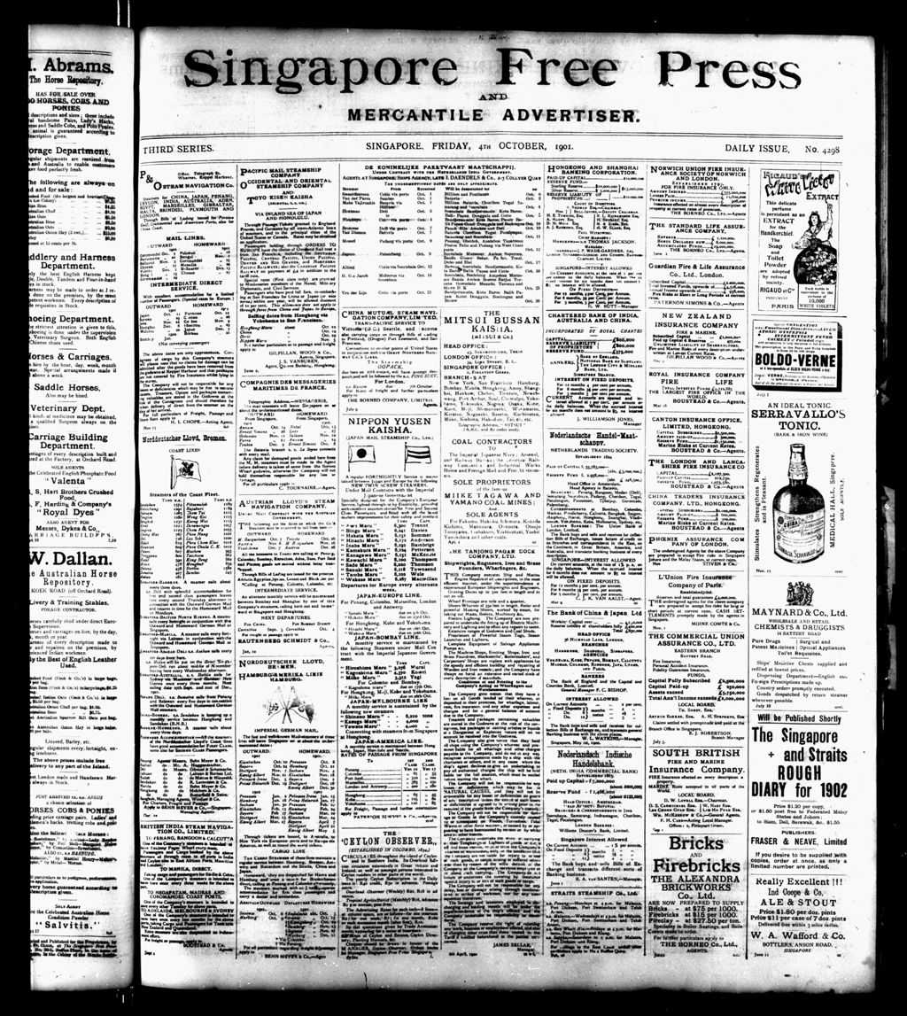 Miniature of Singapore Free Press and Mercantile Advertiser 04 October 1901