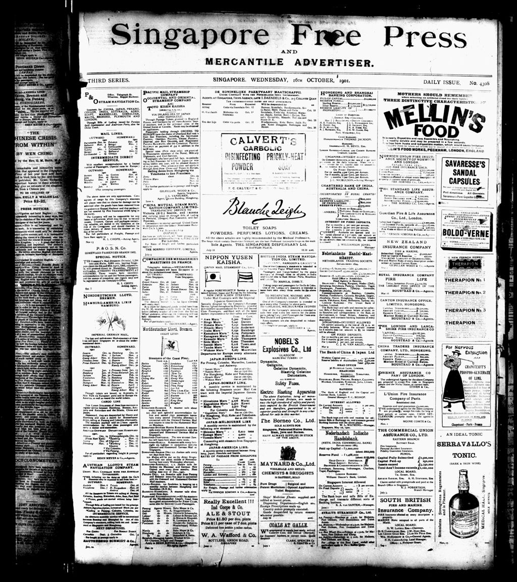 Miniature of Singapore Free Press and Mercantile Advertiser 16 October 1901