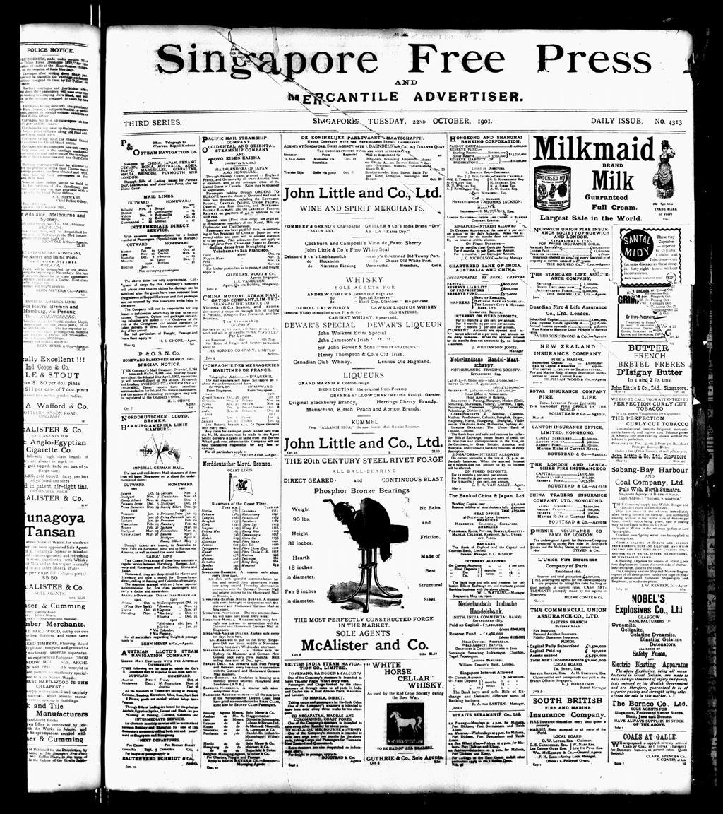 Miniature of Singapore Free Press and Mercantile Advertiser 22 October 1901