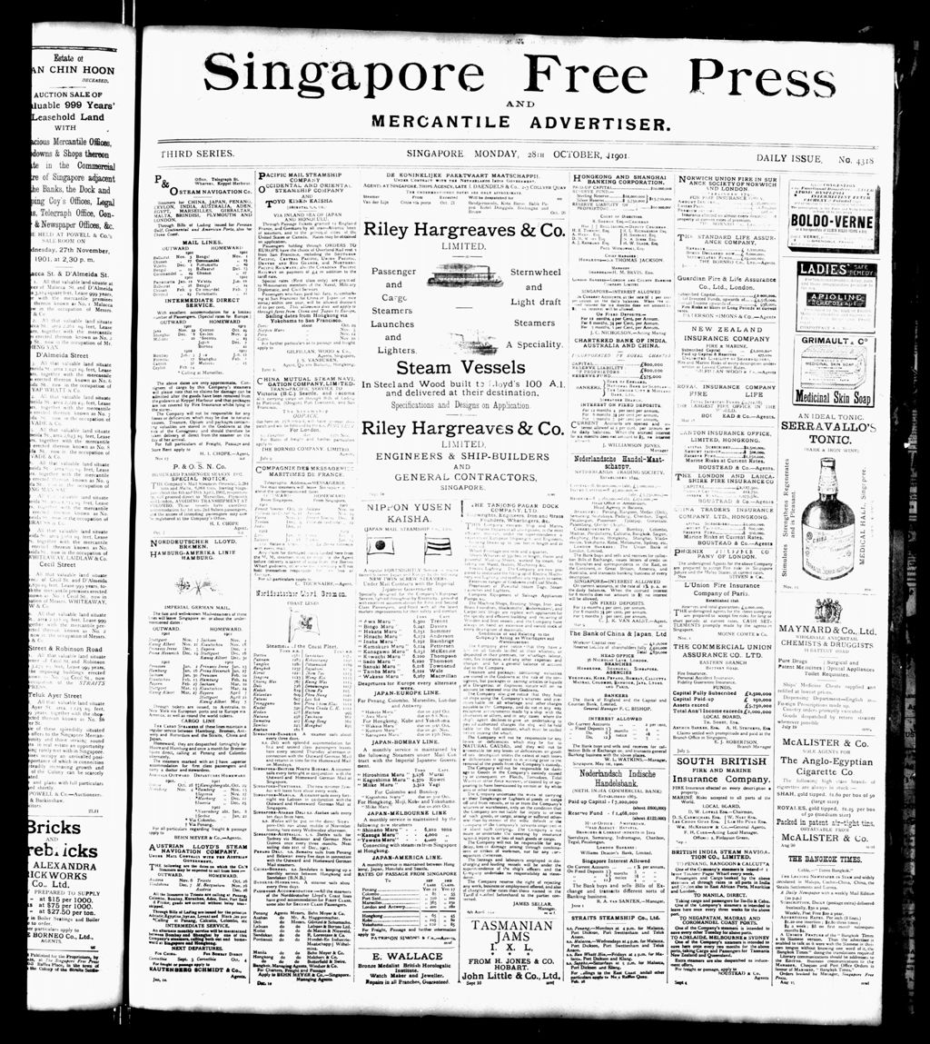 Miniature of Singapore Free Press and Mercantile Advertiser 28 October 1901