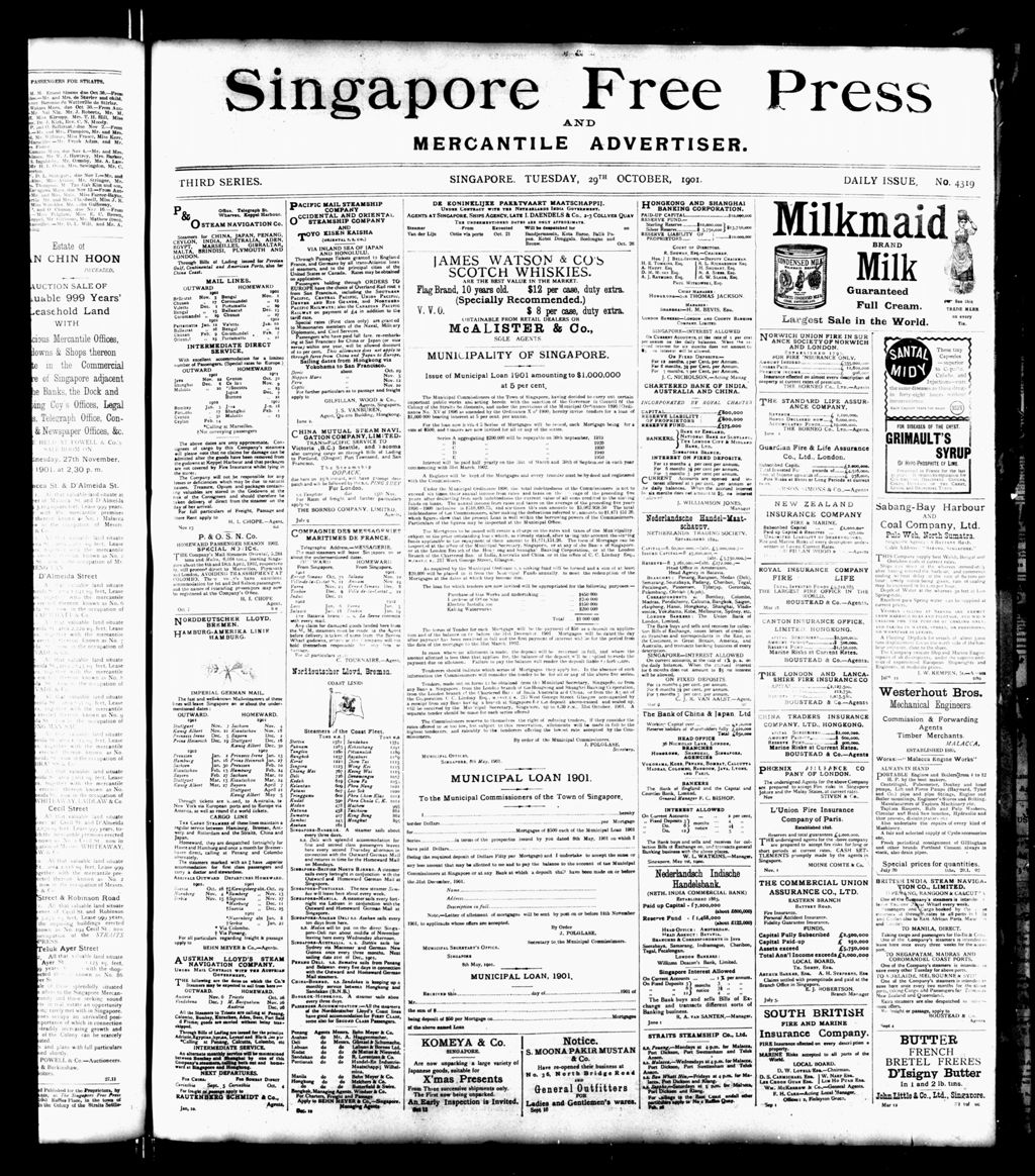 Miniature of Singapore Free Press and Mercantile Advertiser 29 October 1901