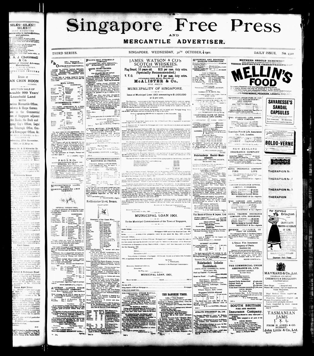 Miniature of Singapore Free Press and Mercantile Advertiser 30 October 1901