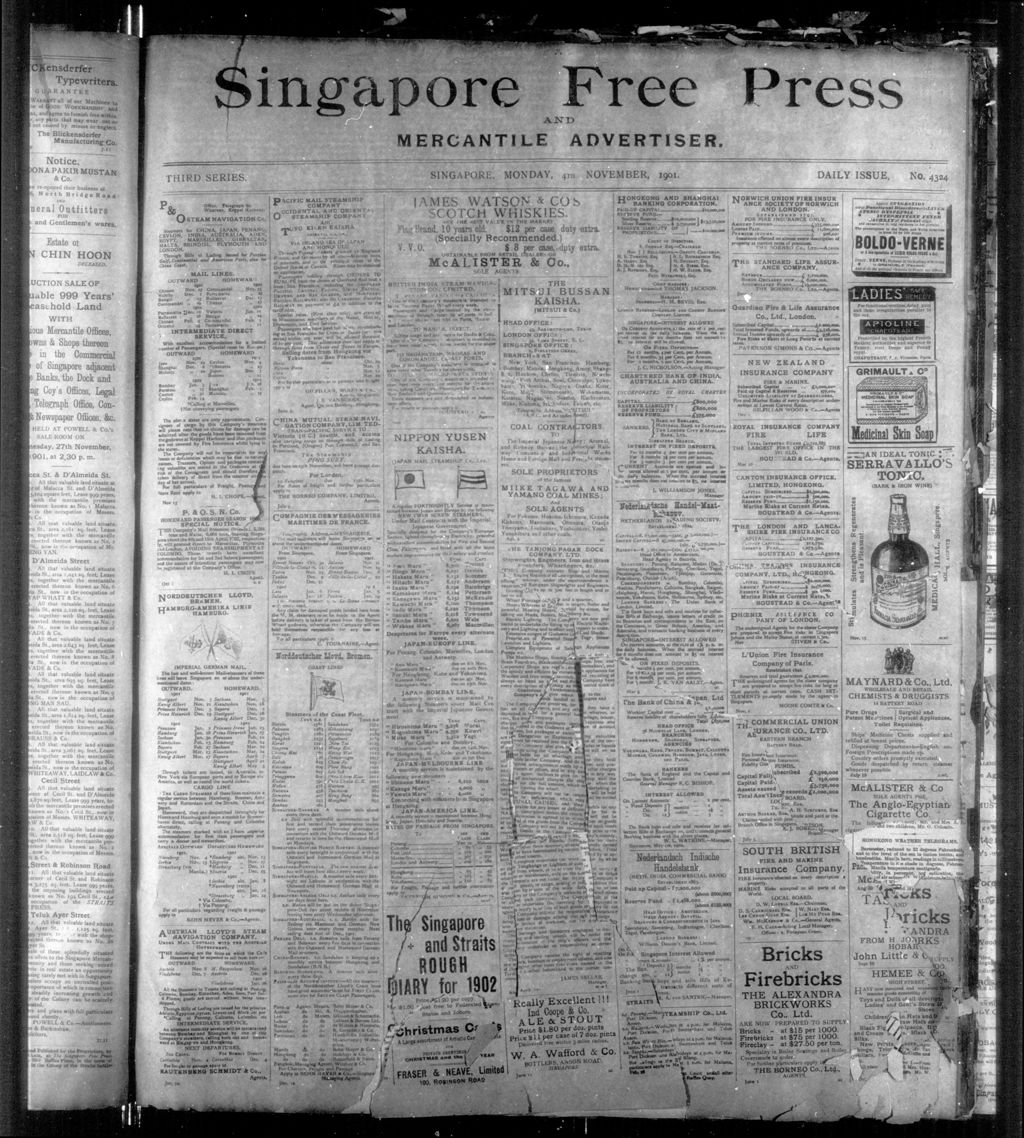 Miniature of Singapore Free Press and Mercantile Advertiser 04 November 1901