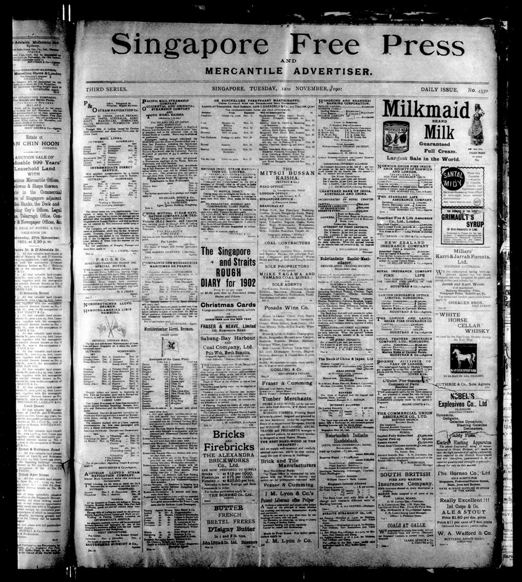 Miniature of Singapore Free Press and Mercantile Advertiser 12 November 1901