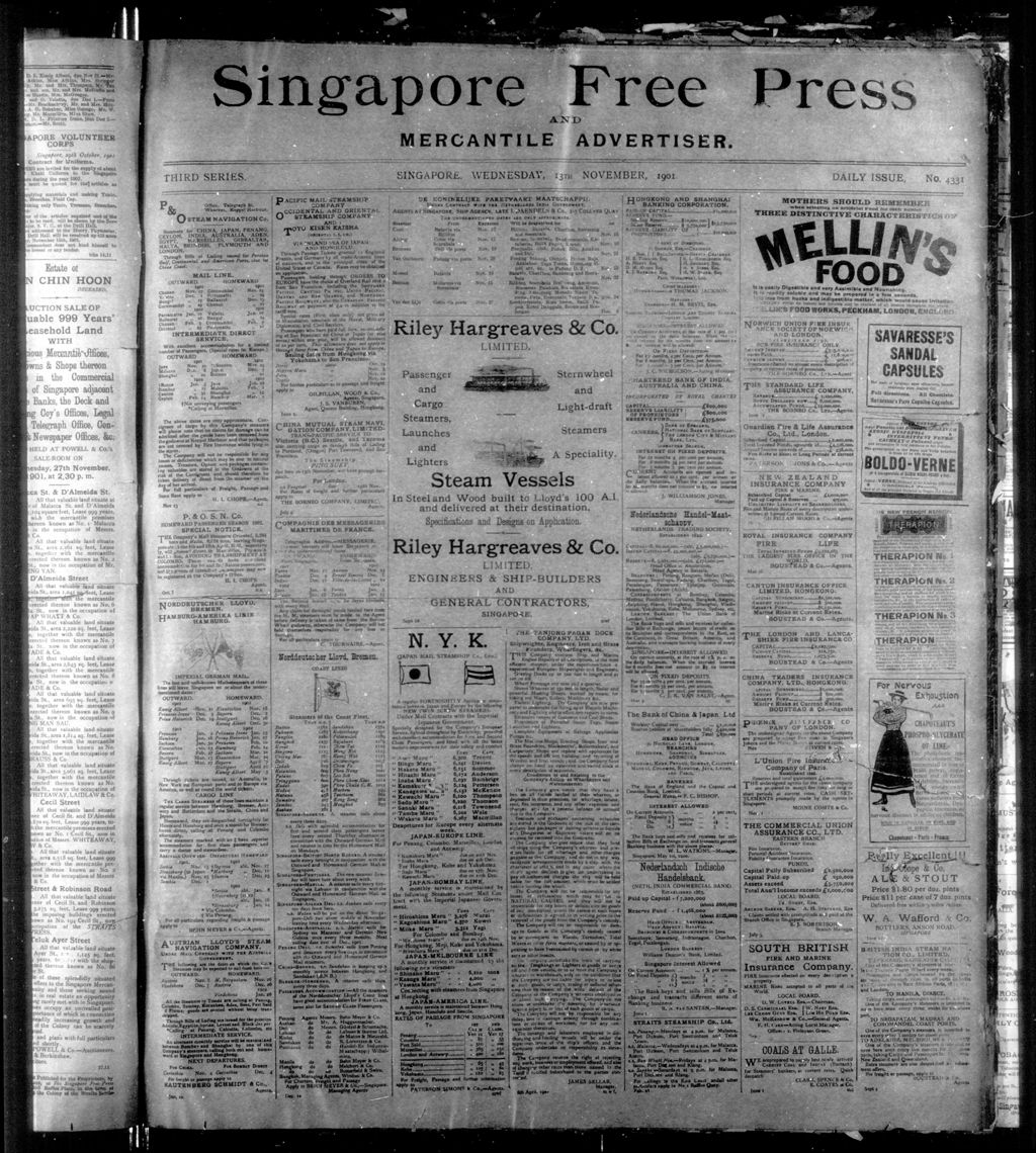 Miniature of Singapore Free Press and Mercantile Advertiser 13 November 1901