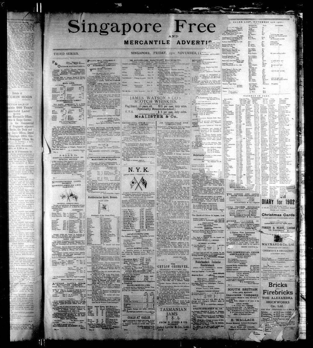 Miniature of Singapore Free Press and Mercantile Advertiser 15 November 1901