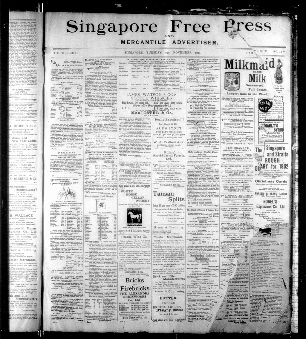 Miniature of Singapore Free Press and Mercantile Advertiser 19 November 1901