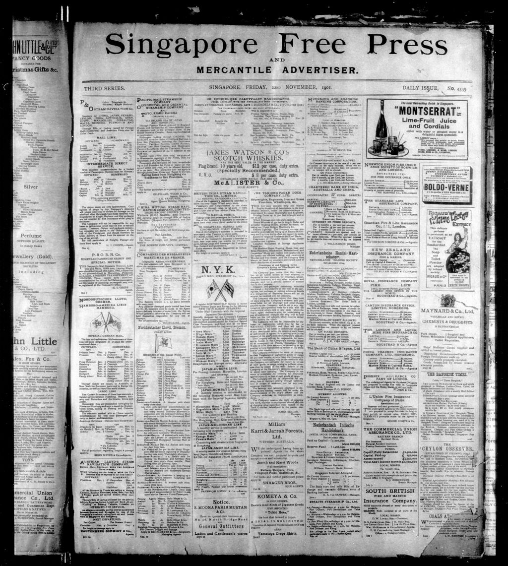 Miniature of Singapore Free Press and Mercantile Advertiser 22 November 1901