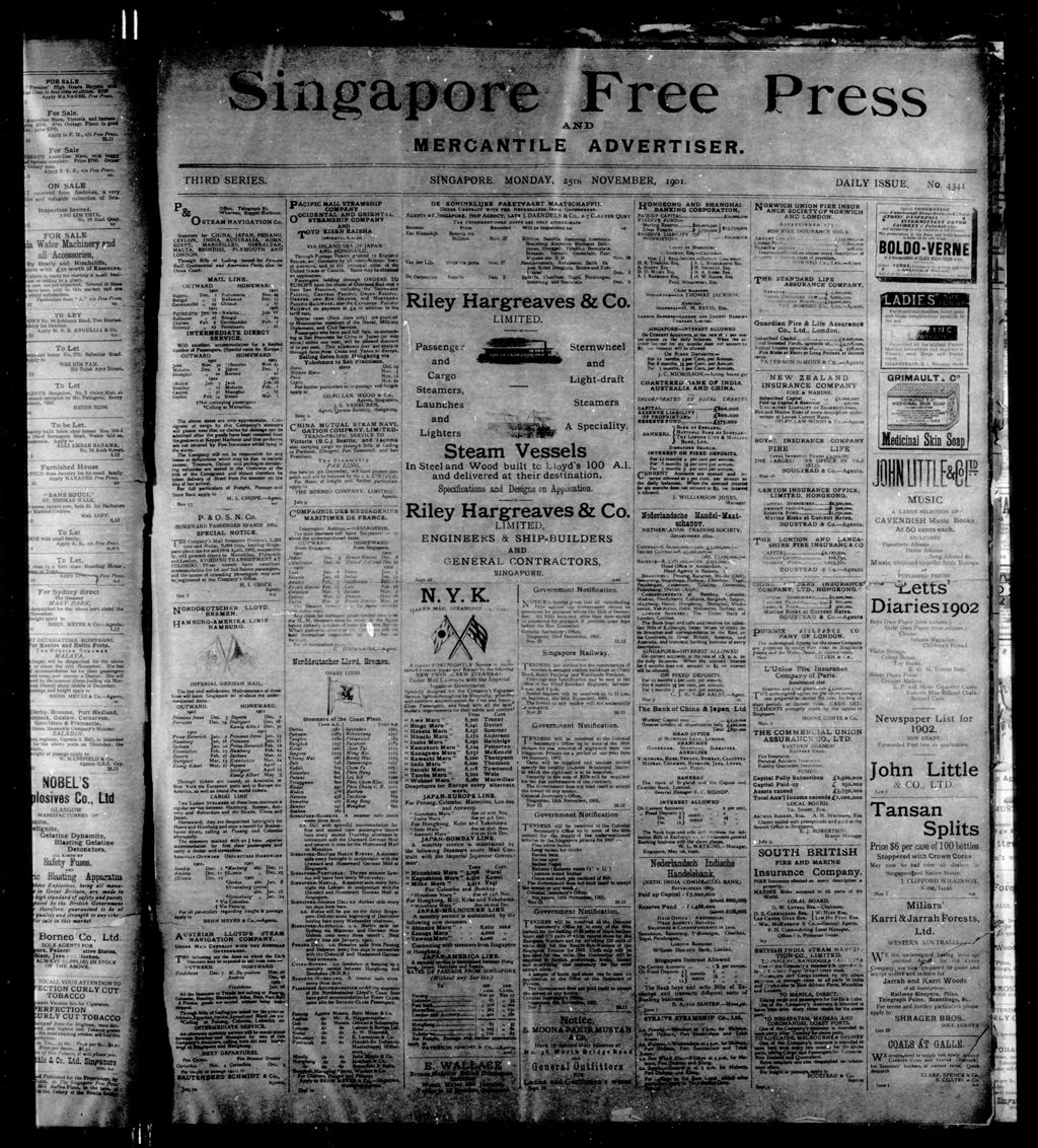 Miniature of Singapore Free Press and Mercantile Advertiser 25 November 1901