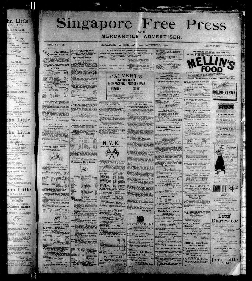 Miniature of Singapore Free Press and Mercantile Advertiser 27 November 1901