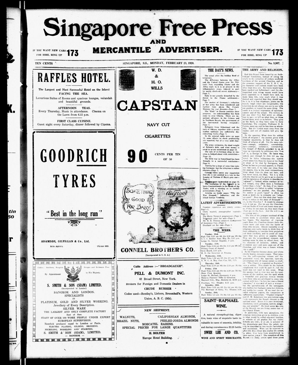 Miniature of Singapore Free Press and Mercantile Advertiser 23 February 1920