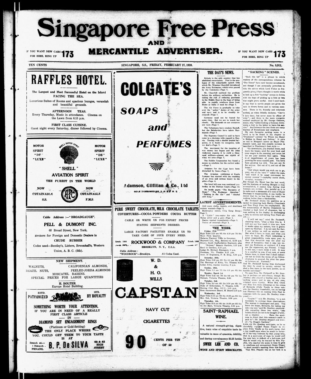 Miniature of Singapore Free Press and Mercantile Advertiser 27 February 1920