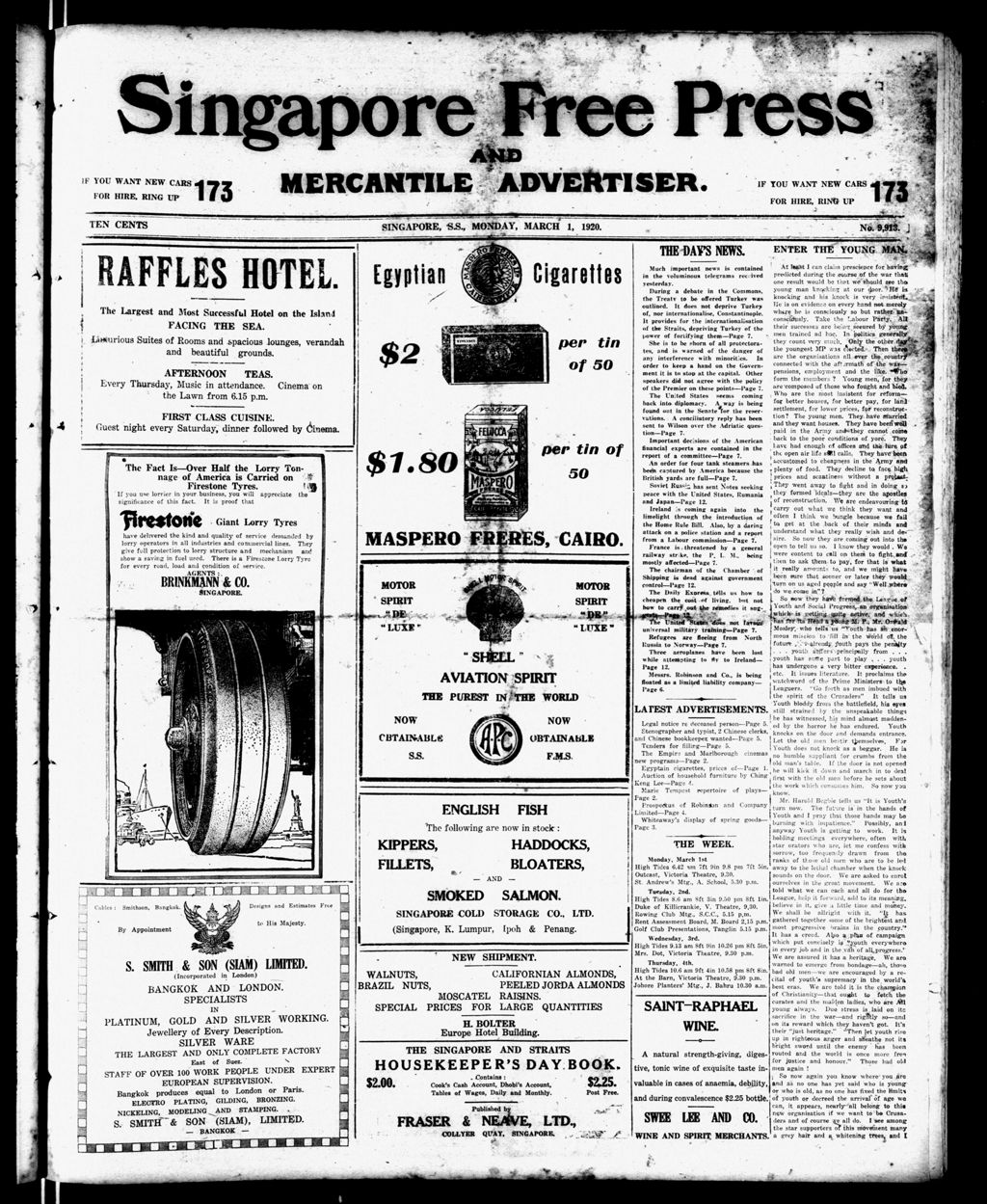 Miniature of Singapore Free Press and Mercantile Advertiser 01 March 1920