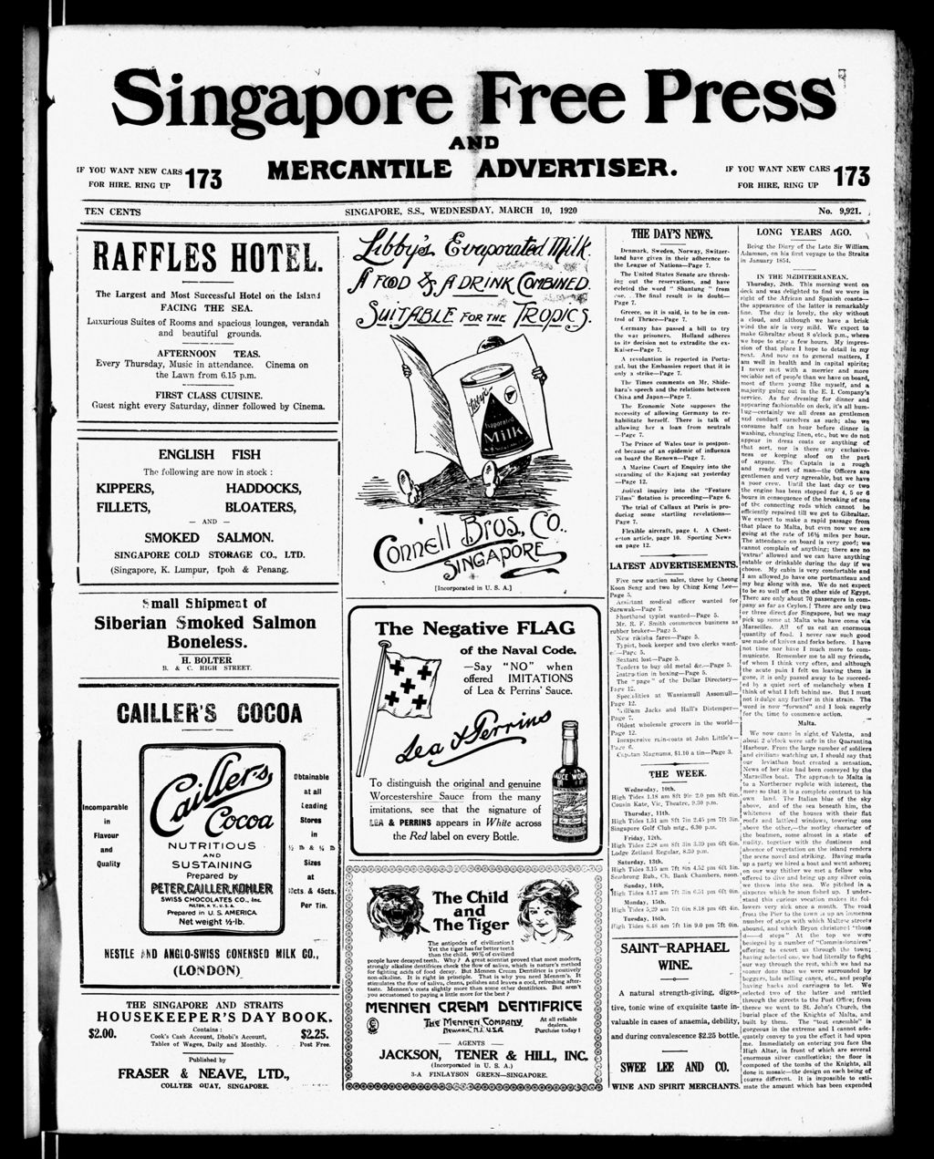 Miniature of Singapore Free Press and Mercantile Advertiser 10 March 1920