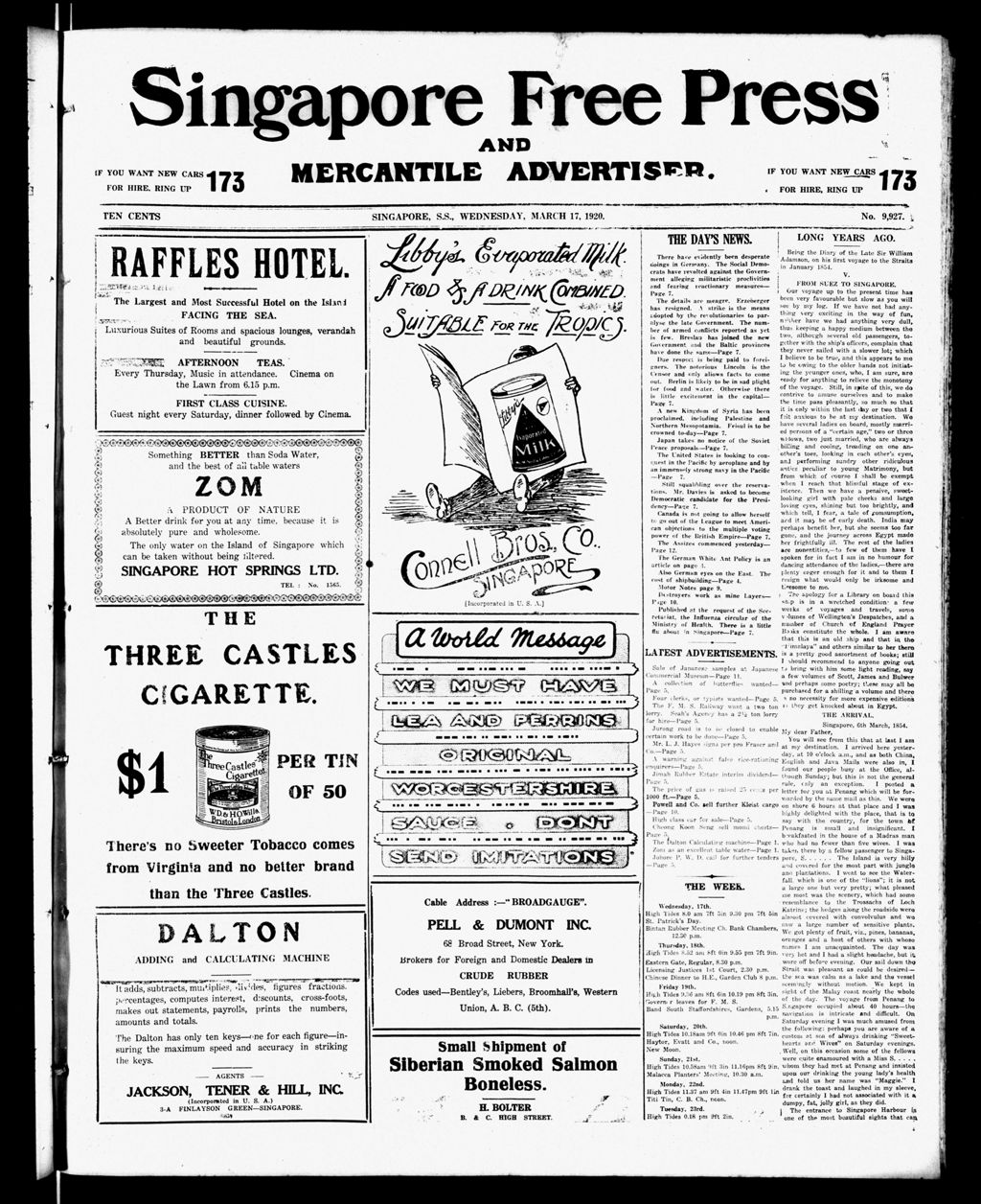 Miniature of Singapore Free Press and Mercantile Advertiser 17 March 1920