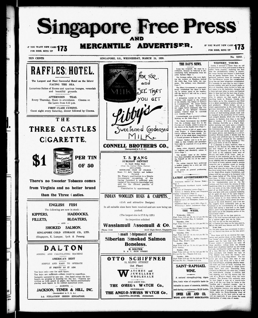 Miniature of Singapore Free Press and Mercantile Advertiser 24 March 1920