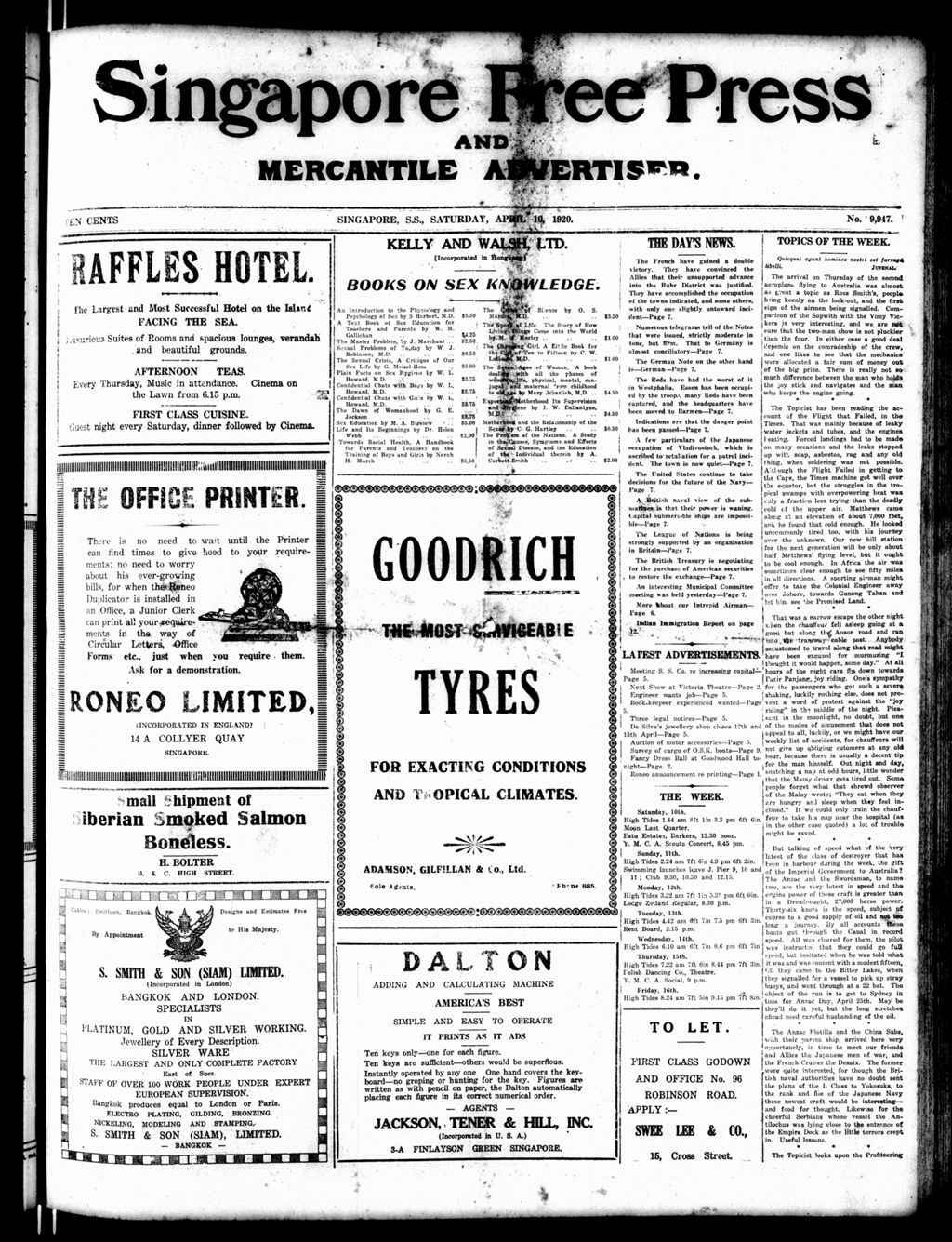 Miniature of Singapore Free Press and Mercantile Advertiser 10 April 1920