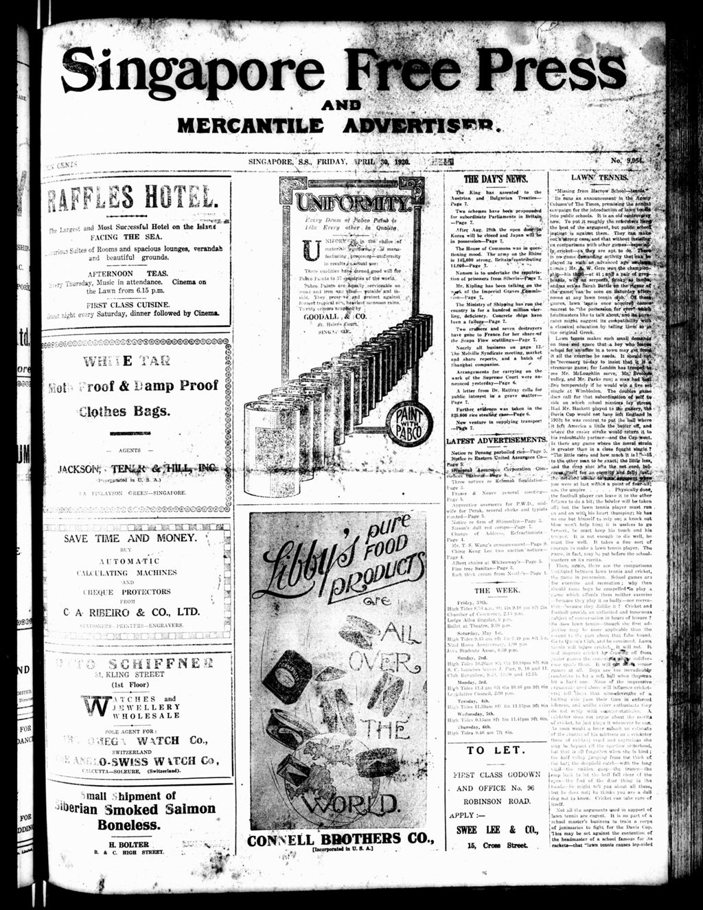 Miniature of Singapore Free Press and Mercantile Advertiser 30 April 1920