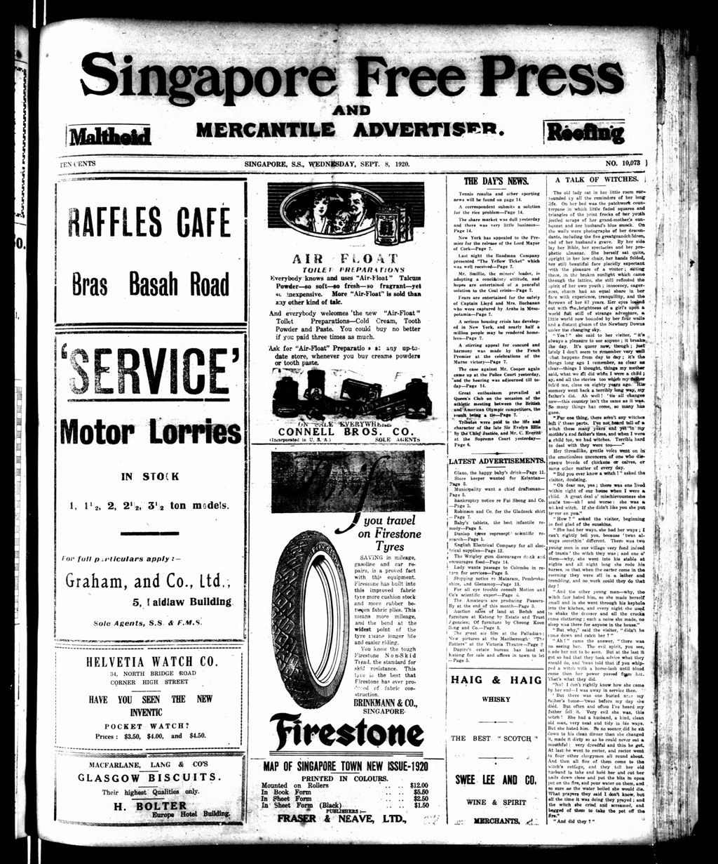 Miniature of Singapore Free Press and Mercantile Advertiser 08 September 1920