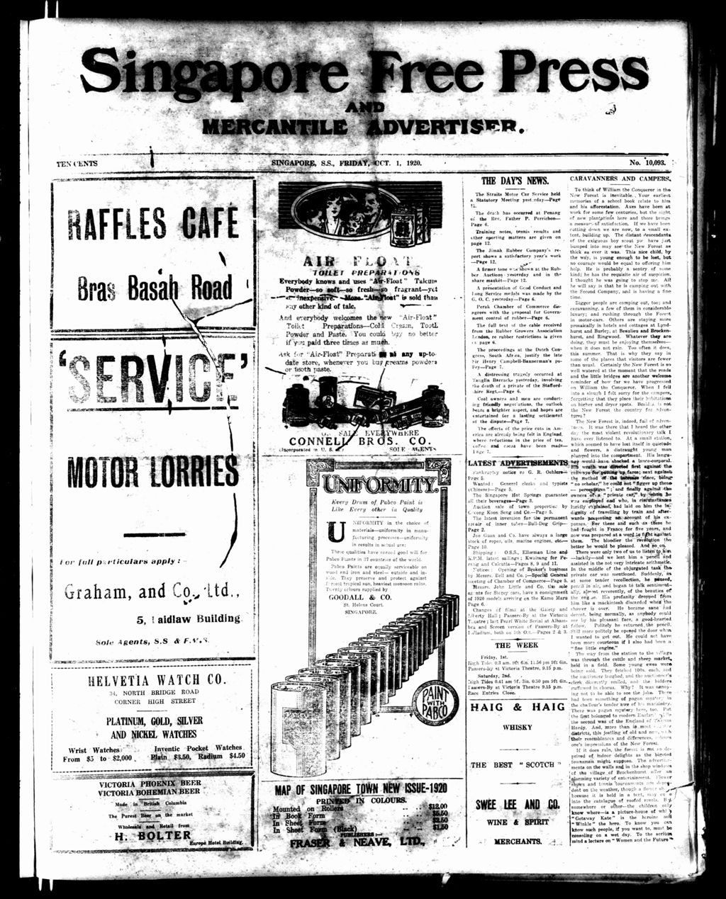 Miniature of Singapore Free Press and Mercantile Advertiser 01 October 1920