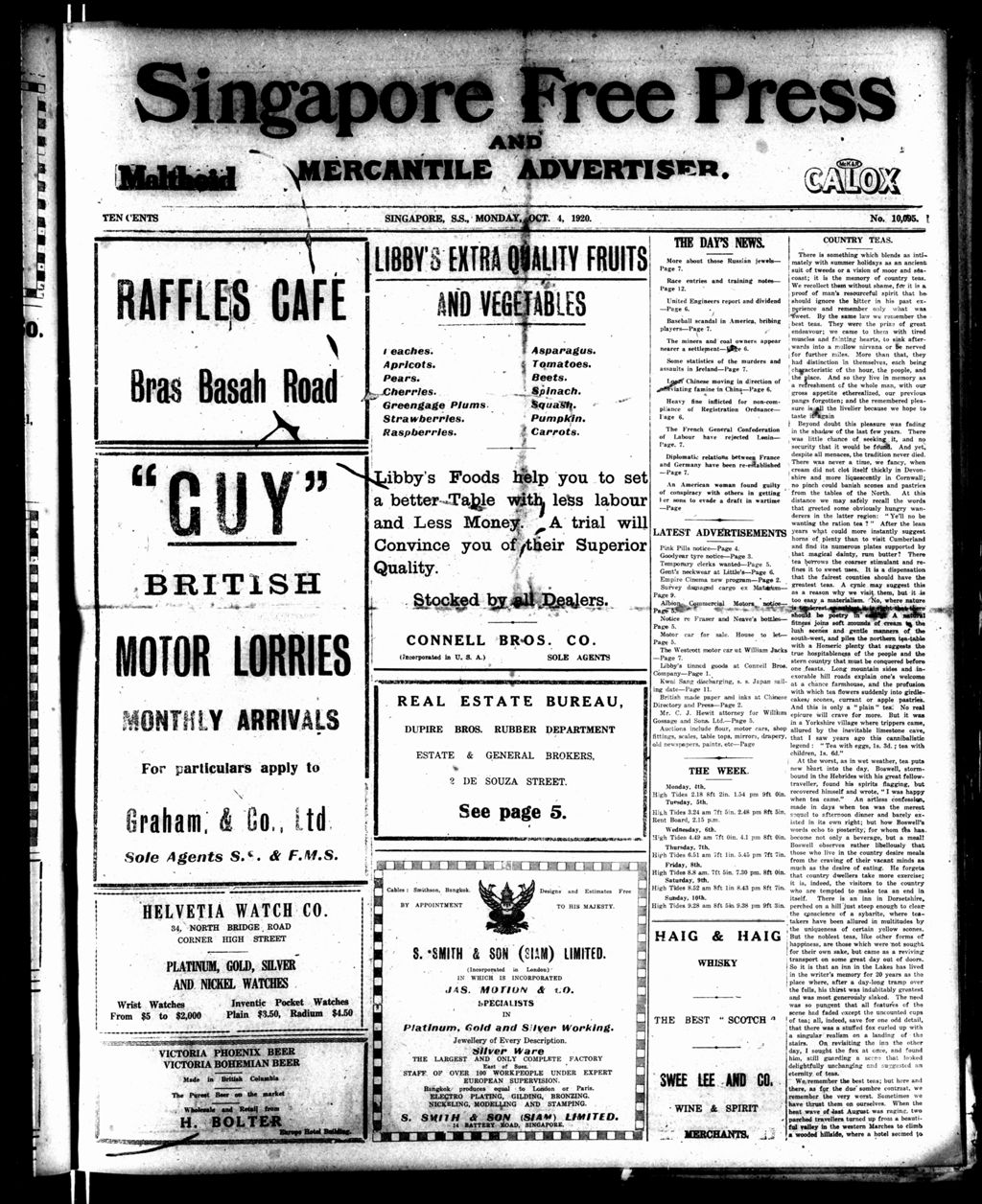 Miniature of Singapore Free Press and Mercantile Advertiser 04 October 1920